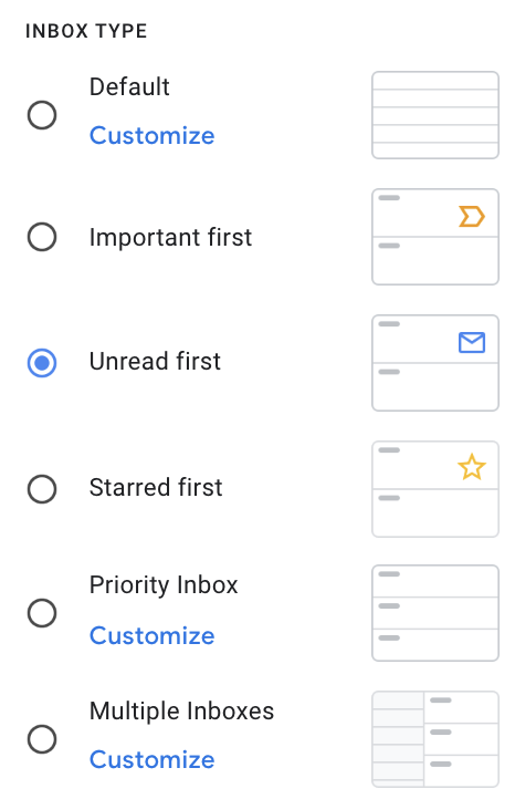 PURE LAMBDA - Gmail Inbox type settings