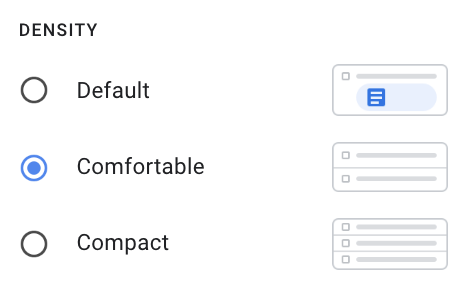 PURE LAMBDA - Gmail density settings